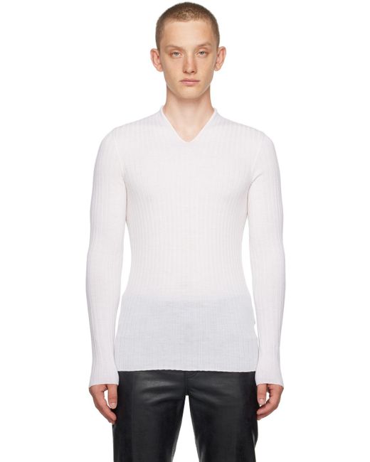 Ferragamo White V-neck Sweater for men