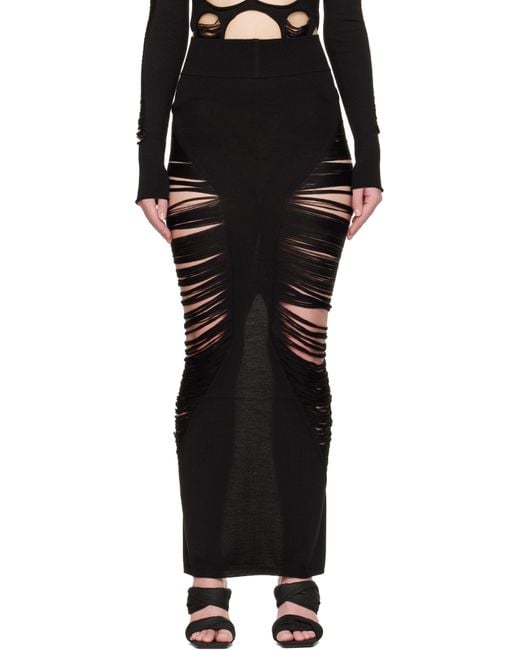 Rick Owens Black Hollywood Pillar Maxi Skirt