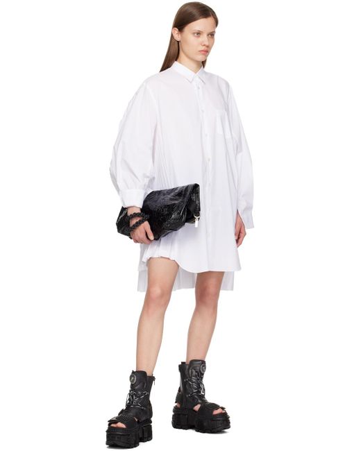 Robe courte blanche à plis Junya Watanabe en coloris Black