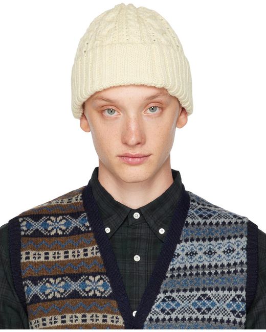 Beams Plus White Off- Watch Beanie for men