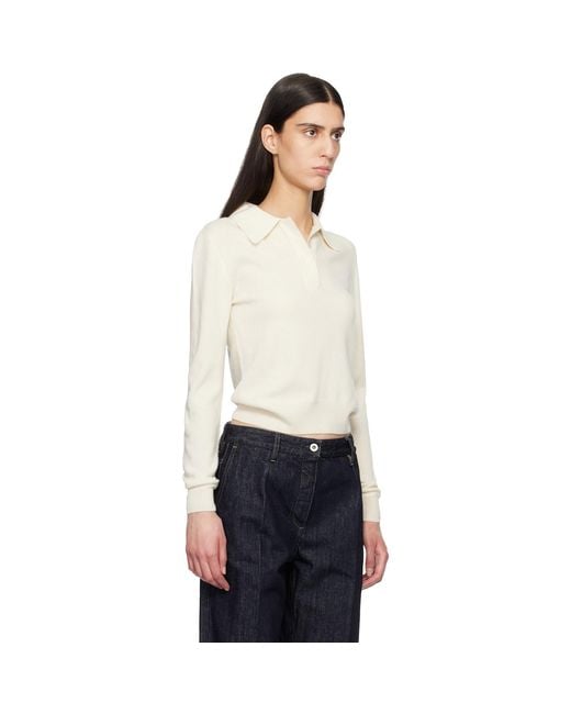 Jil Sander Black Off- Wool Long Sleeve Polo