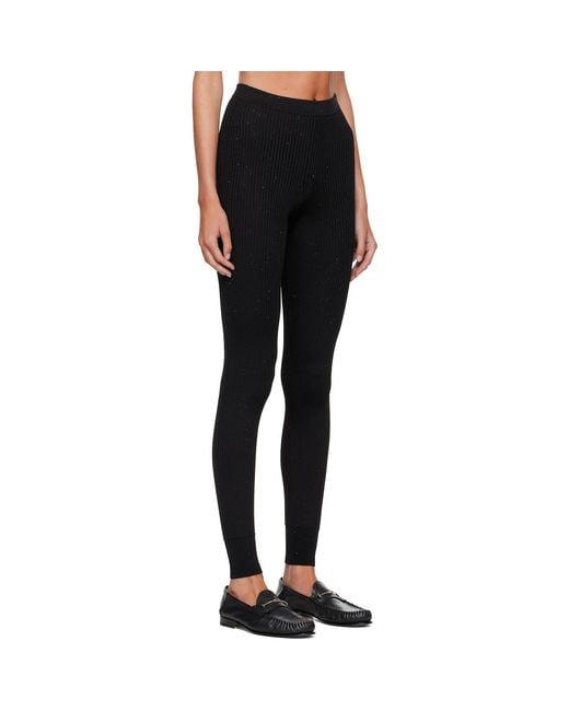 Tom Ford Black Compact Mixed Rib Micro Sequins Leggings