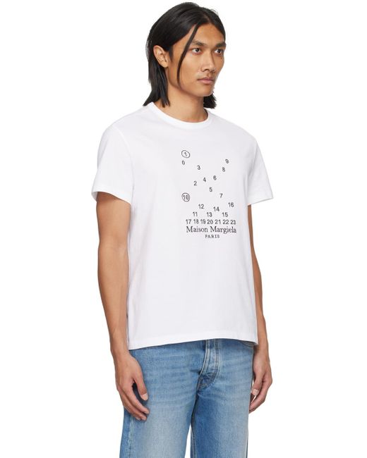 T-shirt blanc à logo numérique Maison Margiela pour homme en coloris White