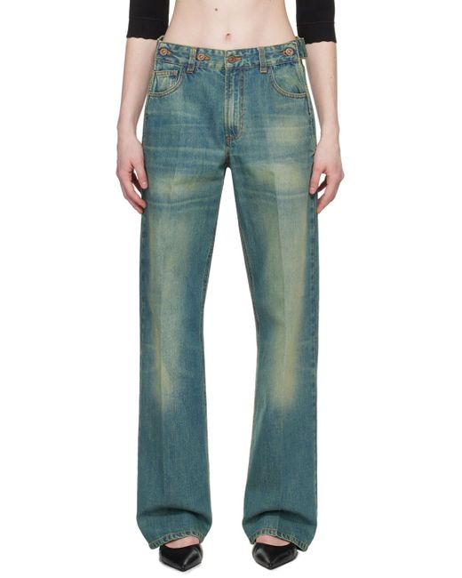 Victoria Beckham Blue Double Front Jeans