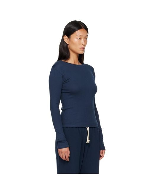 HOMMEGIRLS Blue Fruit Of The Loom Edition Long Sleeve Slim T-Shirt