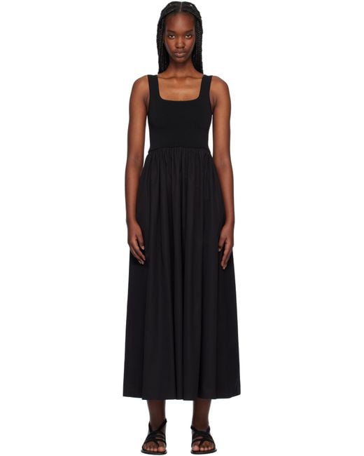 Matteau Black Knit & Cotton Midi Dress