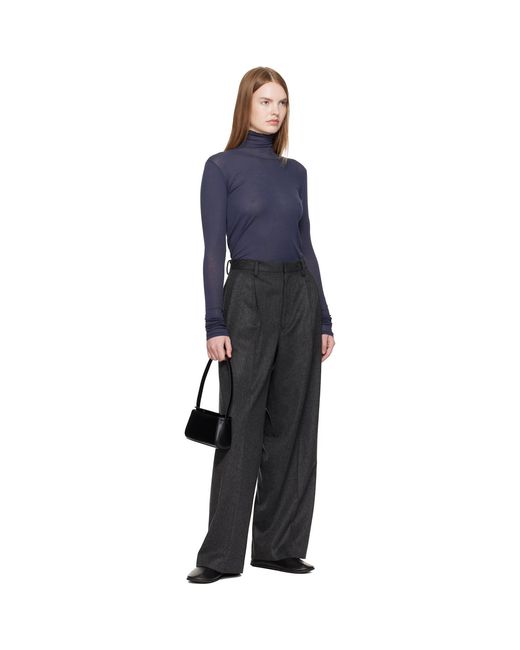 Auralee Blue Super High Gauge Sheer Rib Turtleneck
