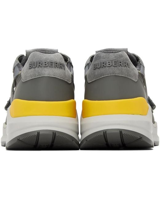 Burberry Gray Ramsey Check & Suede Low-top Sneakers for men
