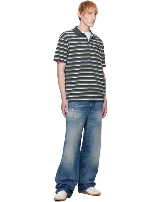Maison Kitsuné Profile Fox Patch Tri Color Stripes Polo in
