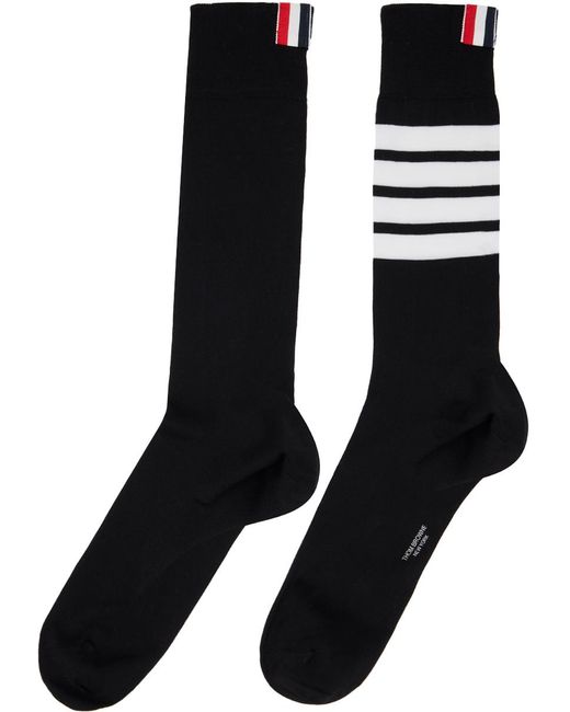 Thom Browne Black 4-Bar Stripe Socks for men
