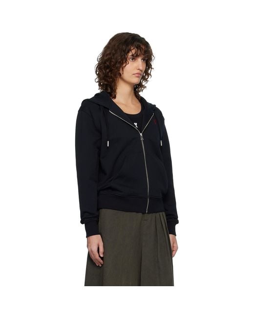 AMI Black Ami De Coeur Zipped Hoodie
