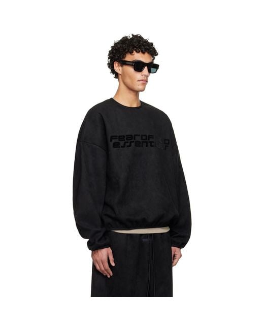 Fear Of God Black Holiday Modern Crewneck Faux-Suede Sweatshirt for men