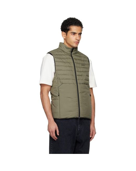 Boss Green Khaki Water-Repellent Reflective Accents Vest for men