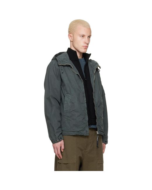 C P Company Black Micro-Reps Hooded Lens Jacket for men