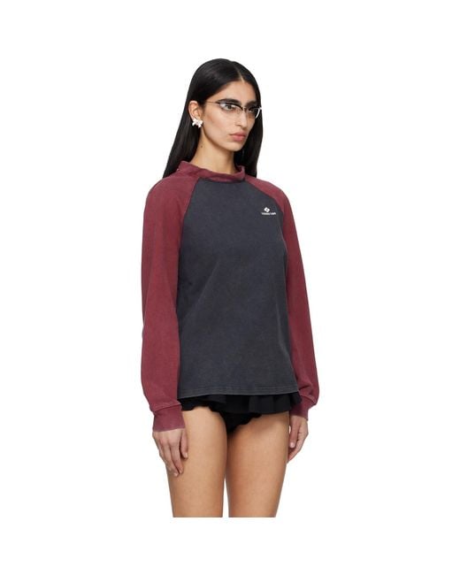 ShuShu/Tong Purple Burgundy Crewneck Long-Sleeve T-Shirt