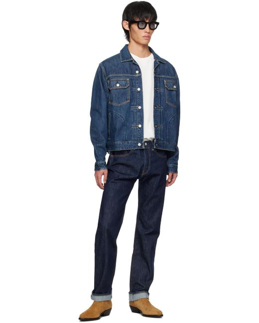 Re/done Blue Indigo 50s Straight Jeans for men