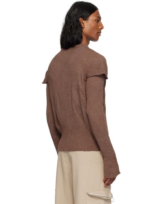メンズ Charlie Constantinou ブラウン ライトニット 長袖 プルオーバー Brown