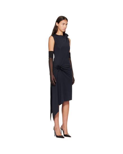 Coperni Black Relaxed Flower Midi Dress