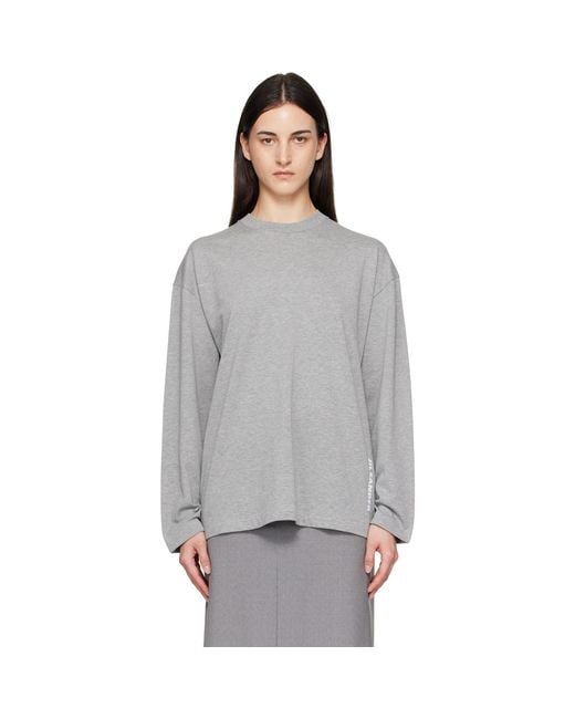 Jil Sander Gray Long Sleeve Crew Neck Boxy Fit T-shirt
