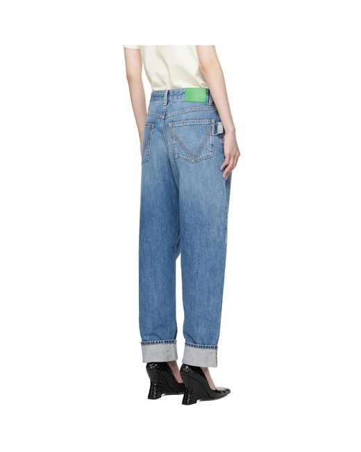 Bottega Veneta Blue Vintage Medium Indigo Turned Up Denim Jeans