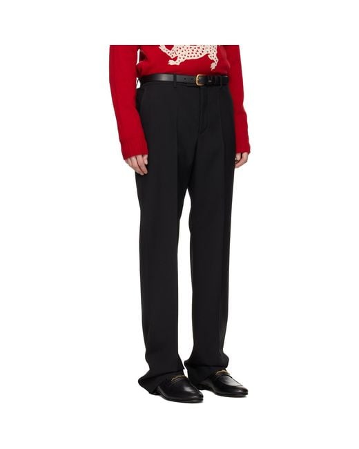 Valentino Red Creased Virgin Wool Trousers for men