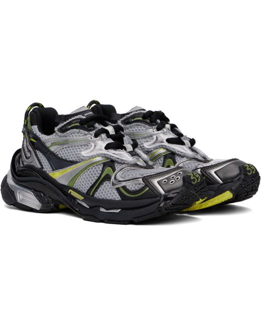 メンズ Balenciaga シルバー＆ブラック Runner 2.0 スニーカー Black