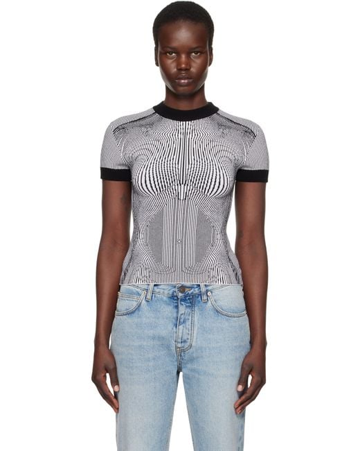 Jean Paul Gaultier Black 'The Morphing Pinstripes Jacquard' T-Shirt