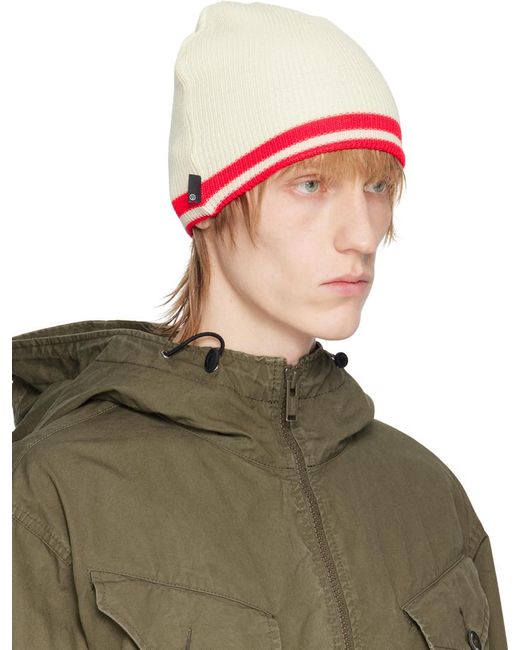 Undercover Green Off-white Striped Beanie for men