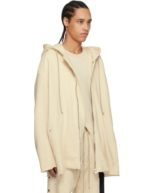 Rick Owens Natural Off- Hollywood Peter Zipped Hoodie for men