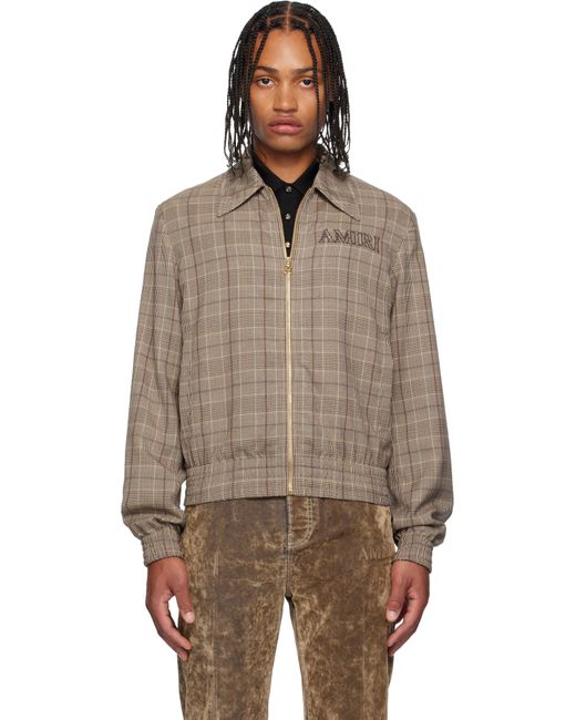 Amiri Brown Check Blouson Jacket for men
