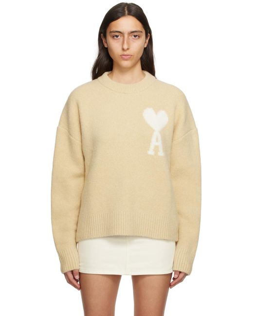 Ami Paris Beige Ami De C ur Sweater in Natural Lyst