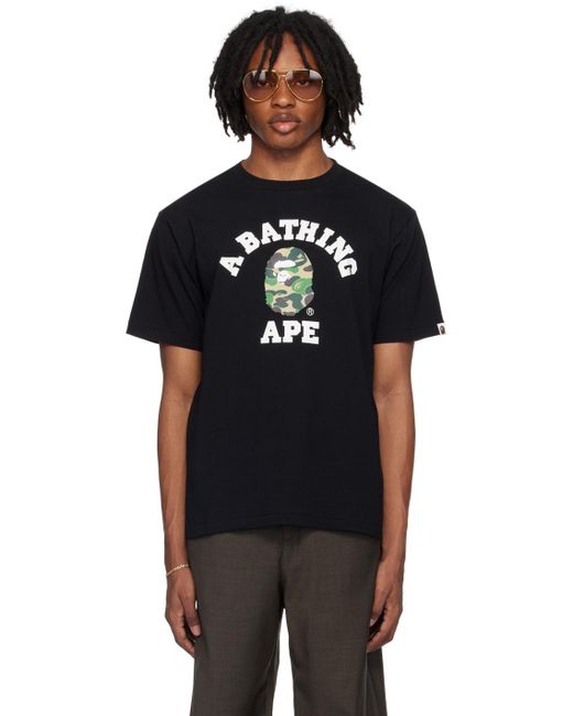 T-shirt noir à logo à motif camouflage abc A Bathing Ape pour homme en coloris Black