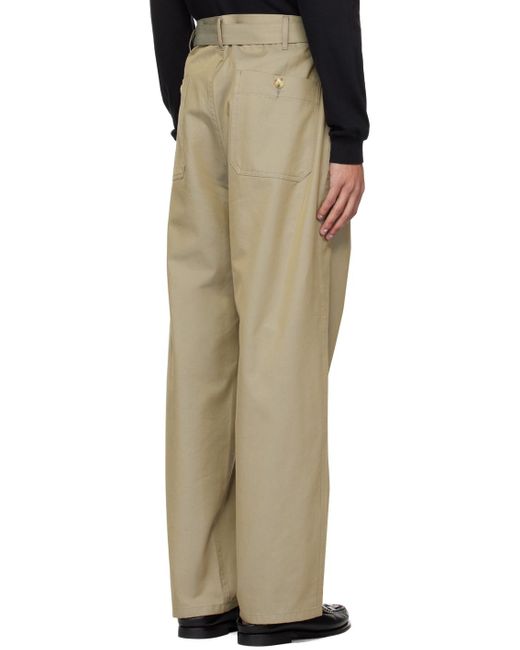 Auralee Natural Taupe Belted Trousers for men