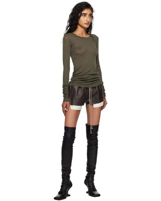 Rick Owens Black Khaki Concordians Mini Rib Ls T-Shirt