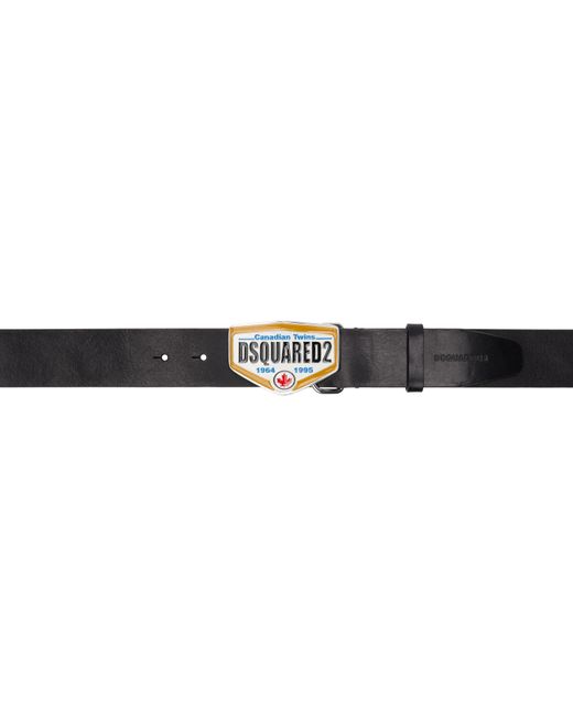 DSquared² Black Logo Plaque Belt for men