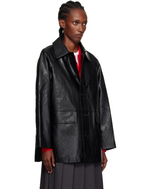 DUNST ブラック Lily Half フェイクレザー ジャケット Black
