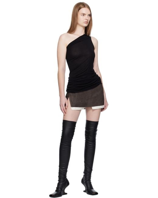Rick Owens グレー Concordians Fog Cutoff レザー ミニスカート Black