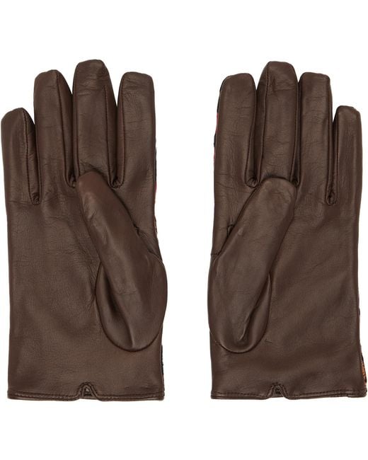 Dries Van Noten Red Jacquard Gloves for men