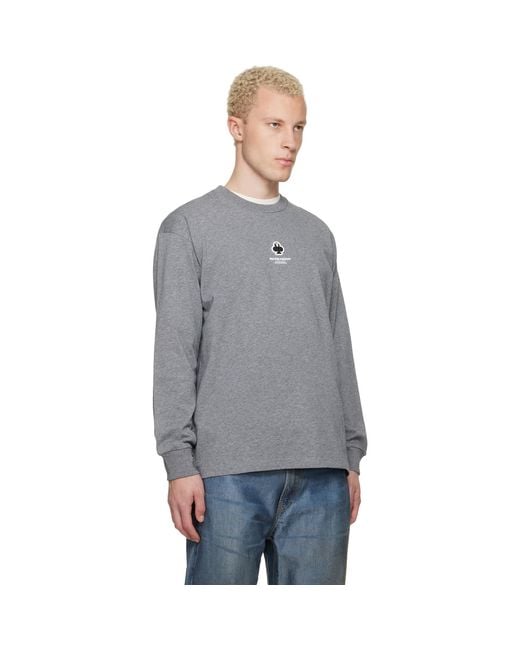 Aape By A Bathing Ape Gray 'Aapenow' Clover Moonface Long Sleeve T-Shirt for men