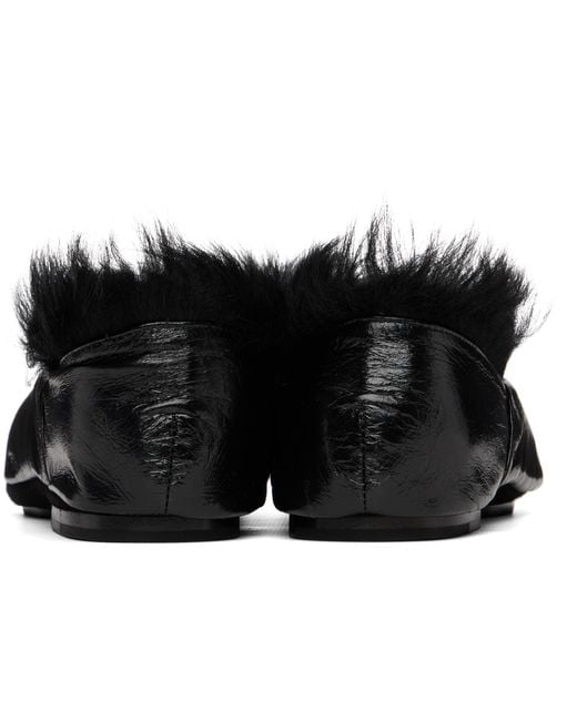 Jil Sander Black Deerskin Slippers