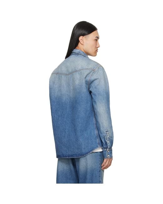 MM6 by Maison Margiela Blue Long-Sleeved Denim Shirt for men