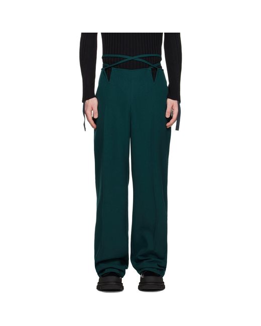 Dion Lee Black Green V-wire Trousers for men