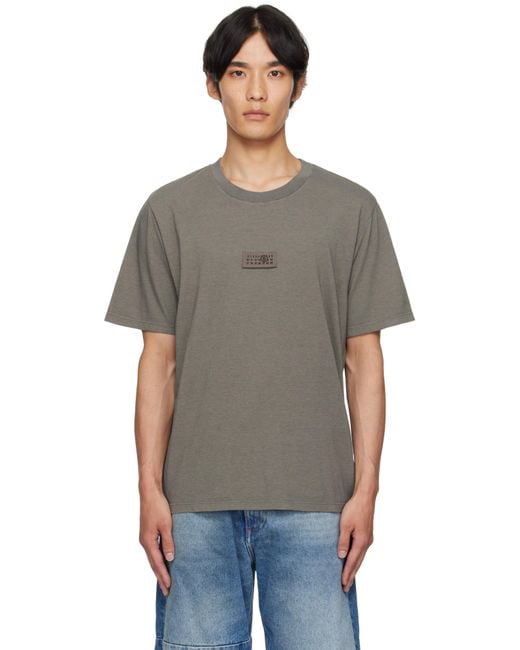 MM6 by Maison Martin Margiela Black Taupe Logo Patch T-Shirt for men