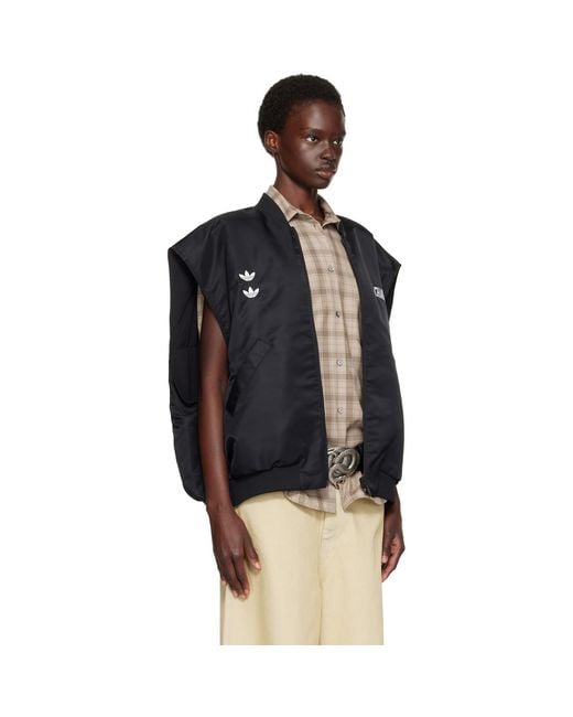 Willy Chavarria Black Adidas Originals Edition Reversible Padded Vest