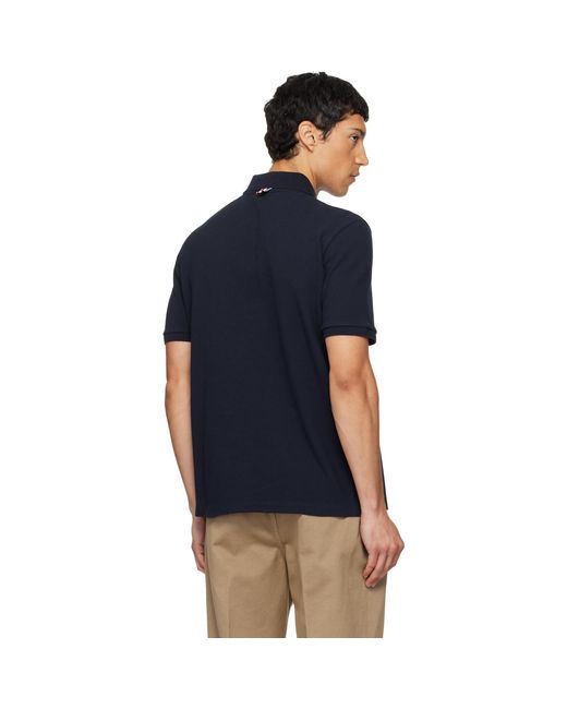 Thom Browne Blue Classic Pique 4-Bar Polo for men