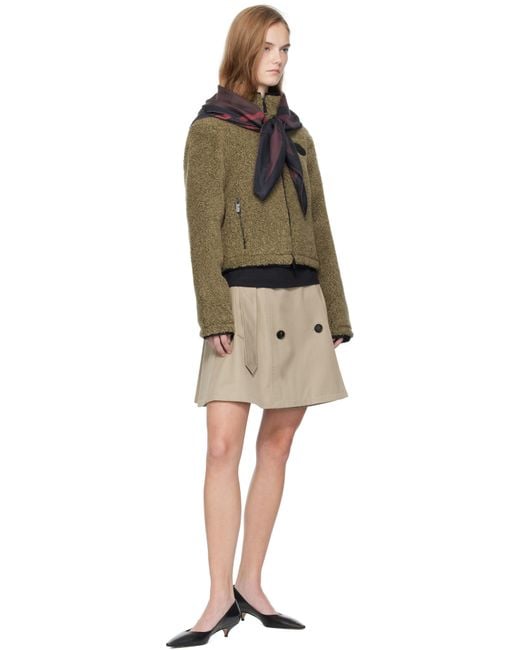 Burberry Brown Taupe Cropped Fleece Jacket