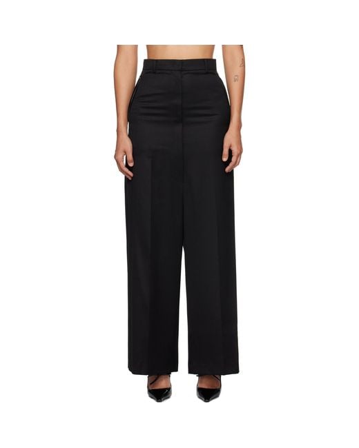 Pushbutton Black Side Folded Wide Trousers