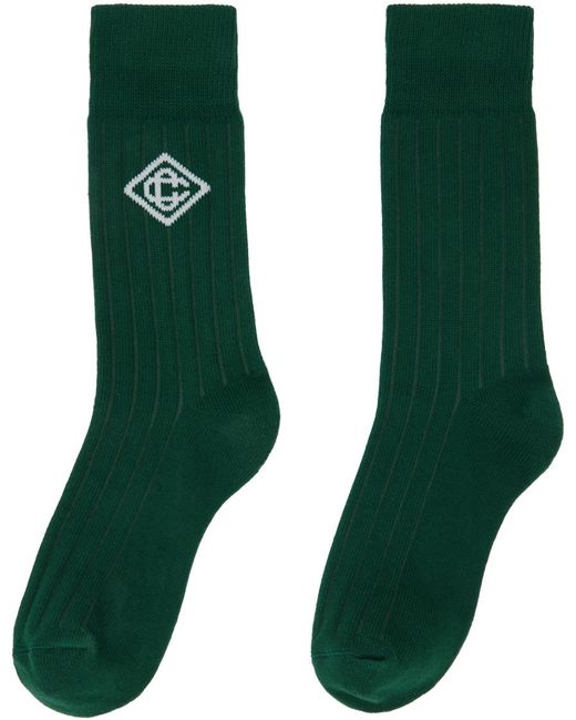Casablancabrand Green Monogram Logo Socks for men