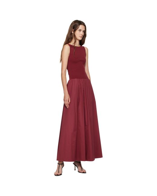 St. Agni Red Burgundy Bateau Cutout Dress