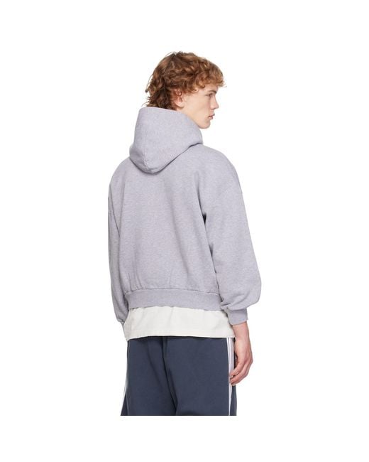 Balenciaga Gray 'Ceo' Team Logo Small Fit Zip-Up Hoodie for men